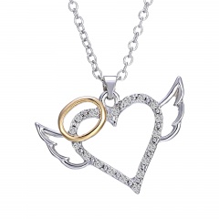 Fashion Silver Hollow Heart Crystal Pendant Necklace Chain Charm Jewelry Gifts Heart 3