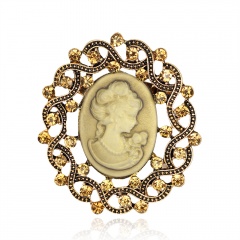 Victoria Antique Gold Silver Vintage Brooch Pins Female Brand Jewelry Queen Cameo Brooches Rhinestone For Women Gift Beauty1