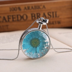Fancy Dandelion Seeds Dried Flower Glass Bottle Wishing Pendant Necklace Jewelry heart