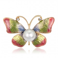 Fashion Butterfly Pearl Stained Drops Brooch Trendy Animal Alloy Rhinestone For Women Best Special Gift For Wedding Brooches butterfly1