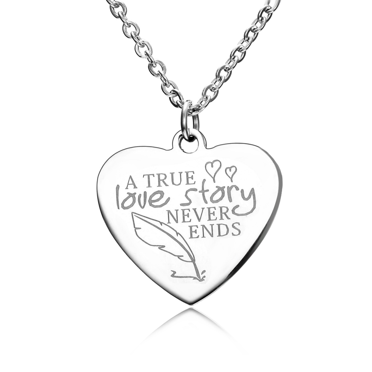 fashion love smooth stainless steel lettering necklace necklace