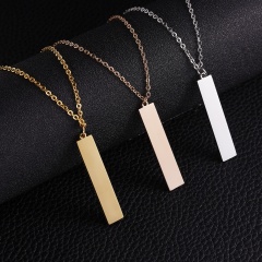 Personalized Stainless Steel Name Bar Pendant Necklace Custom Chain Jewelry Gift Rectangle Rose Gold