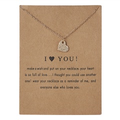 Women Charm Heart Pendant Necklace Gold Clavicle Chain Choker Fashion Jewelry Gift I love you