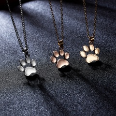 Lovely Love Heart Cat Paw Pendant Necklace Women Jewellery Wedding Gift Party Gold