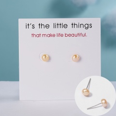 Fashion Lovely Gold Cross Arrow Pearl Ear Stud Earrings Womens Card Jewellery Pink Pearl