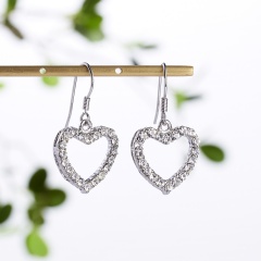 Exaggeration Silver Crystal Stud Earrings Heart V Dangle Party Womens Fashion Jewelry V