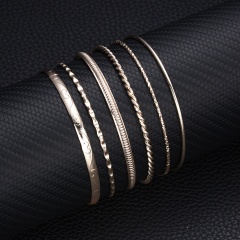 Rinhoo Gold Color Alloy Hand-woven Twist Bracelets & Bangles Geometric Heart Square Arrow Engraving Bracelets For India Women gold 3