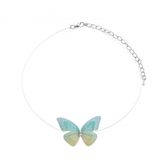 White Butterfly Necklace Pendant Clavicle Chain Sweet Women Girls Jewelry Charm Green