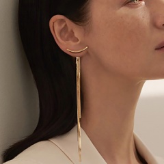 Long tassel chain stud earrings Gold