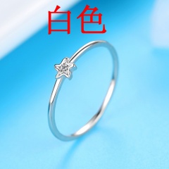simple petal small flower stone rings wholesale silver