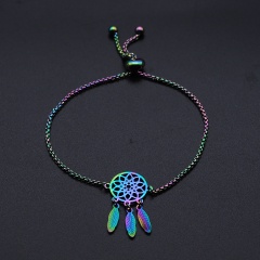 Dream Catcher Feather Stainless Steel Bracelet Wholesale multicolor