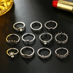 Bohemian style rhinestone ring set B 11 pcs/set