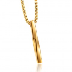 Spiral strip stainless steel pendant necklace (Size: pendant length 4cm, chain length 70cm) opp Gold