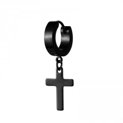 Cross stainless steel ear stud earrings (size 3.2cm) black