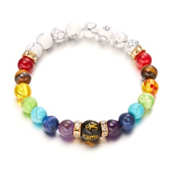Chakras Gemstone Beads Handmake Beaded Elastic Bracelet Chakras