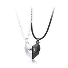 Moon Sun Couples Magnetic Necklace 45CM Silver+Gold