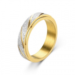 Gold Frosted Stainless Steel Rings #7
